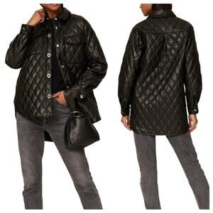 Maje Baneta Black Quilted Faux Leather Jacket Sample Size 36 (US M)
